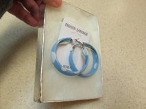 Pretty Blue/White Polka Dotted Hoop Earrings in Luke AFB, Arizona